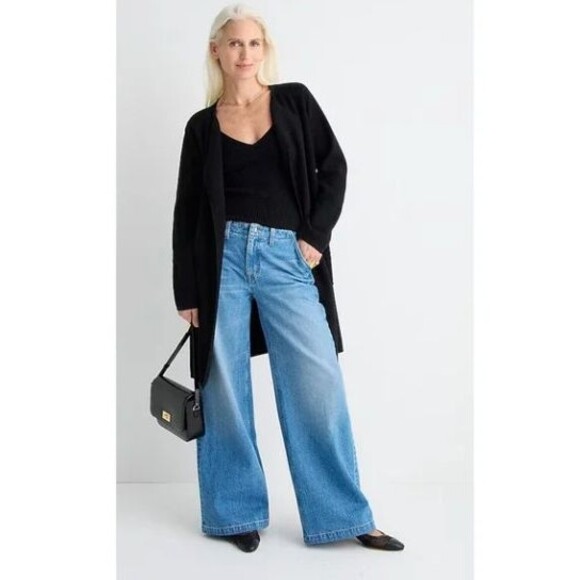 J. Crew Juliette Collarless Sweater Blazer Womens Medium Black Wool Blend - Picture 1 of 7